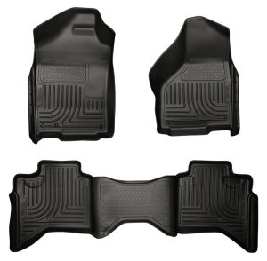 Dodge Ram 1500 Floor Liners - Front + Rear - Husky Liners - WeatherBeater Combo - Black - `03-`08
